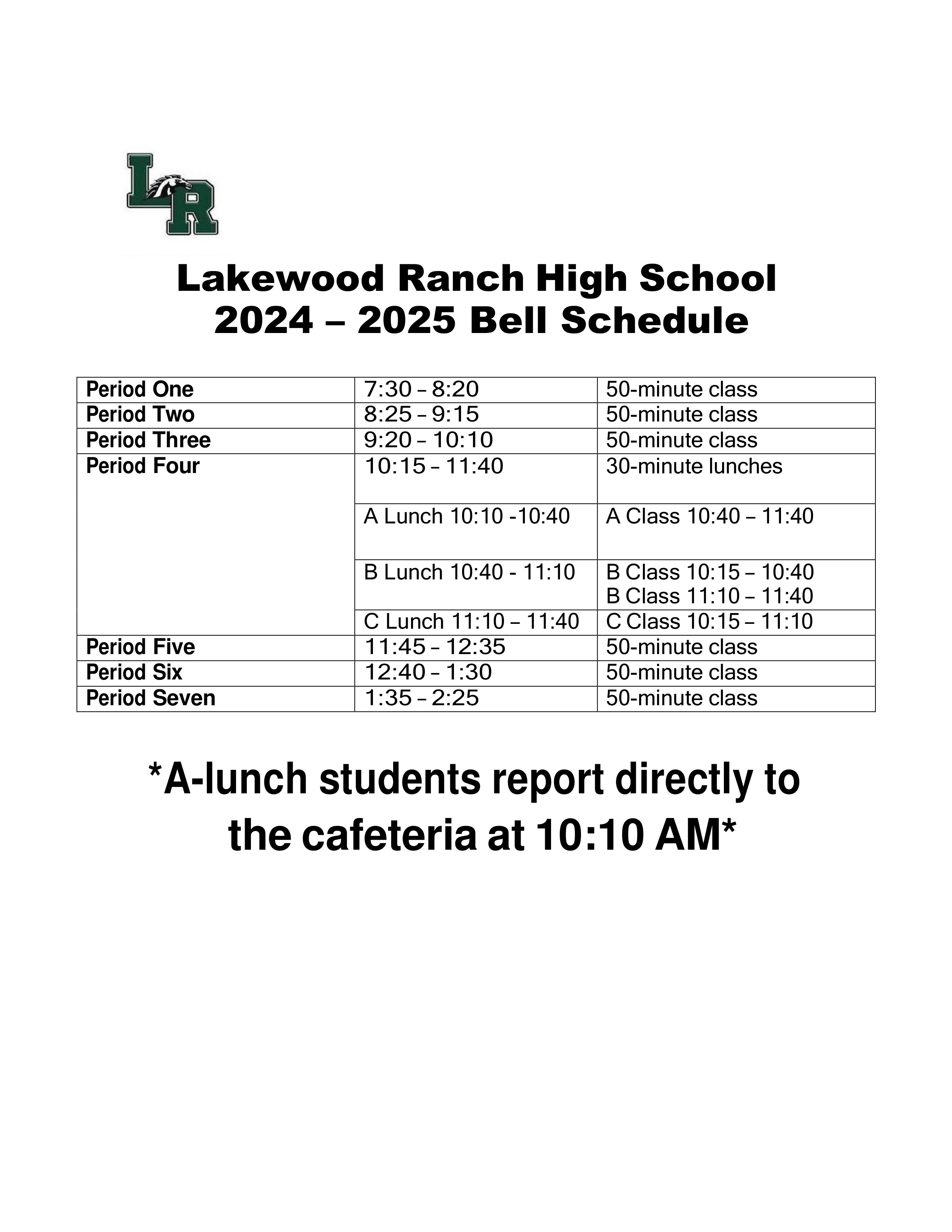 2024-25 Bell Schedule